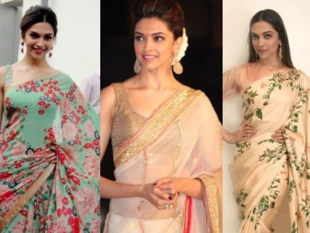 deepika padukone in saree gown